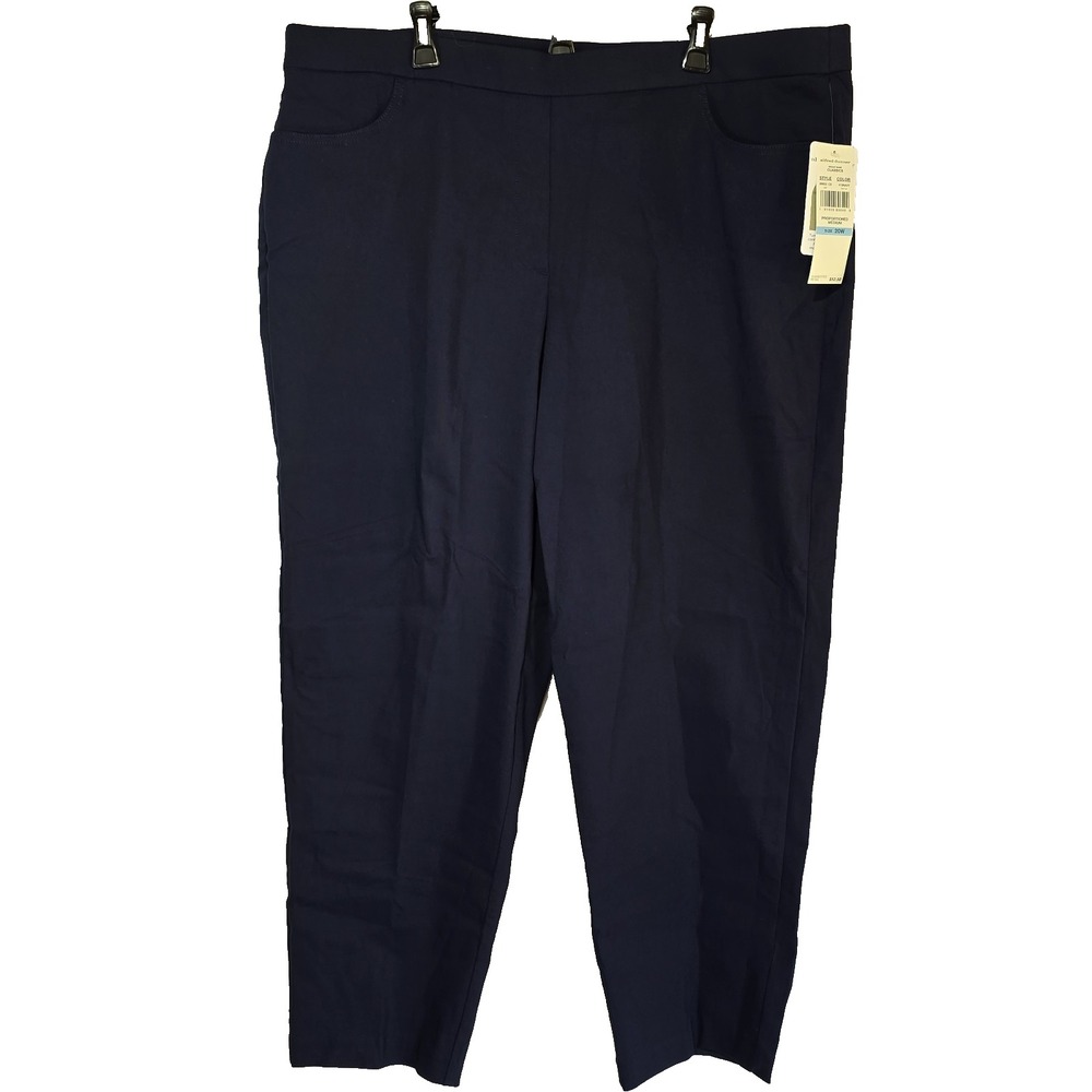 Alfred Dunner Allure Pants 20W Navy Blue Tummy Control Stretch Pull-On Slacks